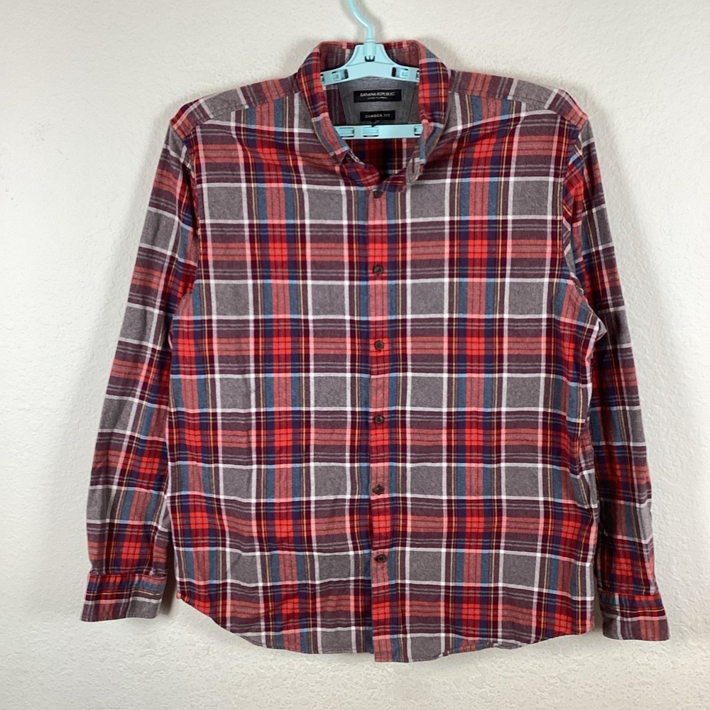 Banana Republic Mens Button Up Shirt Sz XL Plaid Long Sleeve Flannel Excellent